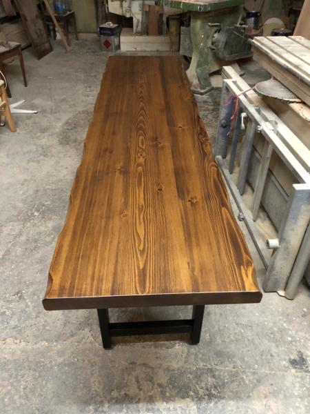 Ceviz Rengi Doğal Kütük Masa 50x200 cm