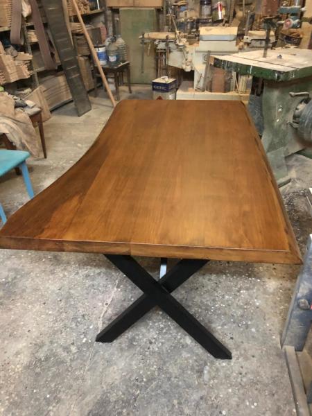 Kayın Ağacı Ceviz Rengi Kütük Masa 90x140 cm