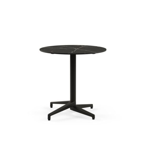 Moon Compact 60 cm Yuvarlak Siyah Ayaklı Siyah Mermer Desenli Bahçe Masası – Paslanmaz, Dayanıklı, Şık Tasarım