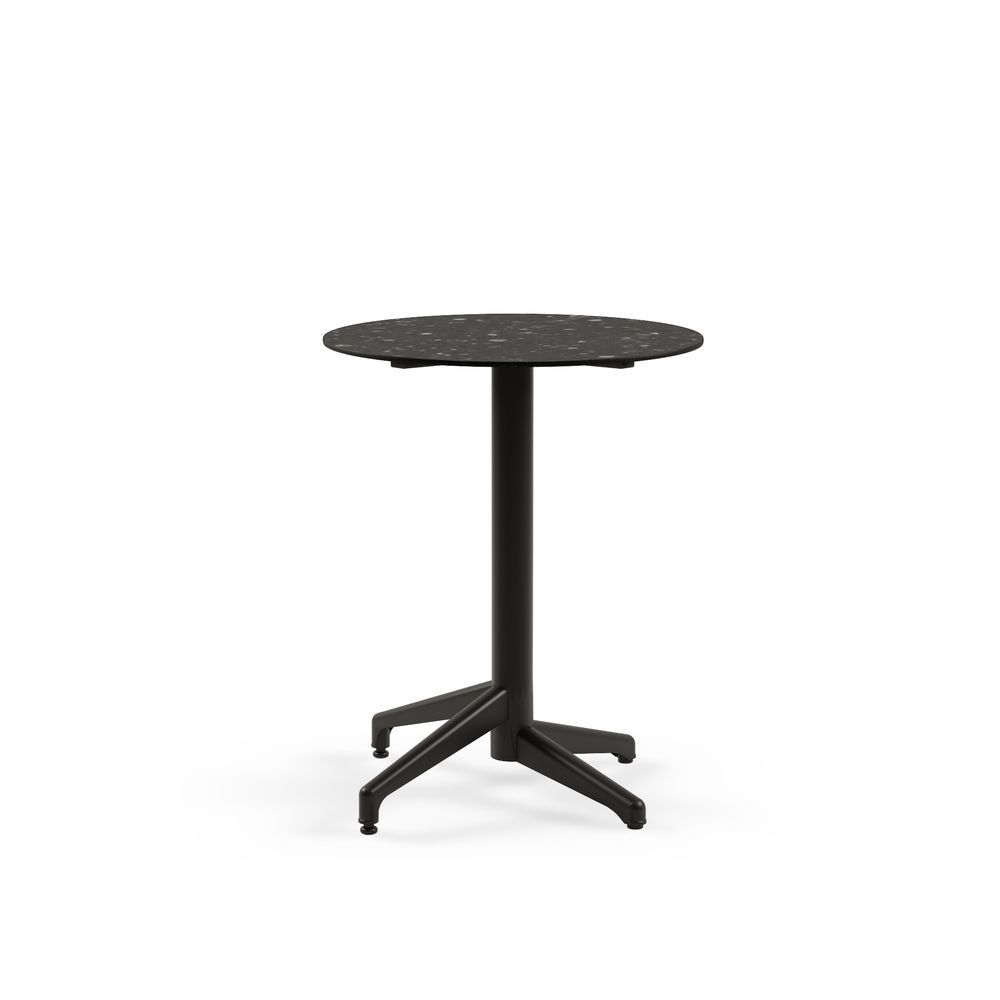 Moon Compact Laminat Masa 60 cm Yuvarlak Siyah Ayaklı Paslanmaz Bahçe Masası | TSE Belgeli, İç ve Dış Mekan Kullanıma Uygun, Çizilmeye Dayanıklı