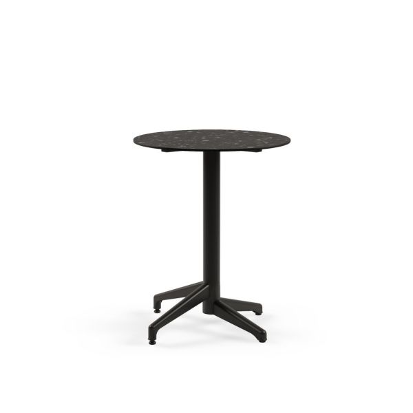 Moon Compact Laminat Masa 60 cm Yuvarlak Siyah Ayaklı Paslanmaz Bahçe Masası | TSE Belgeli, İç ve Dış Mekan Kullanıma Uygun, Çizilmeye Dayanıklı
