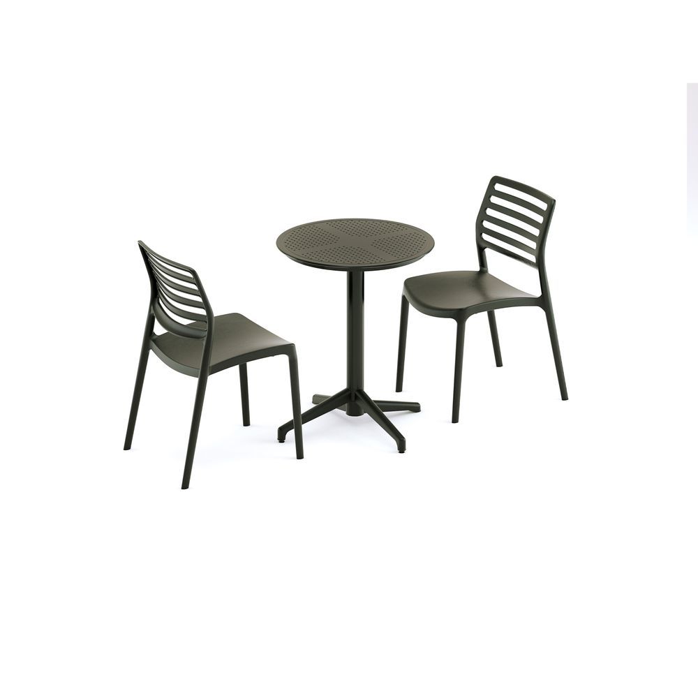 Siyah 60 cm Yuvarlak 2 Kişilik Bahçe Masa Sandalye