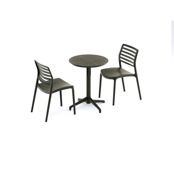 Siyah 60 cm Yuvarlak 2 Kişilik Bahçe Masa Sandalye