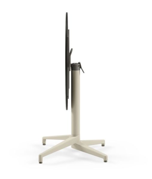 Moon Compact Laminat Katlanır Mutfak Masası – 77 cm Yuvarlak, Bej Ayaklı, Siyah Mermer Desenli, Paslanmaz Bahçe ve Dış Mekan Masası