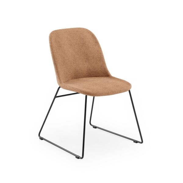 Camel Kumaş Ofis Bekleme Sandalyesi Siyah Metal Ayaklı