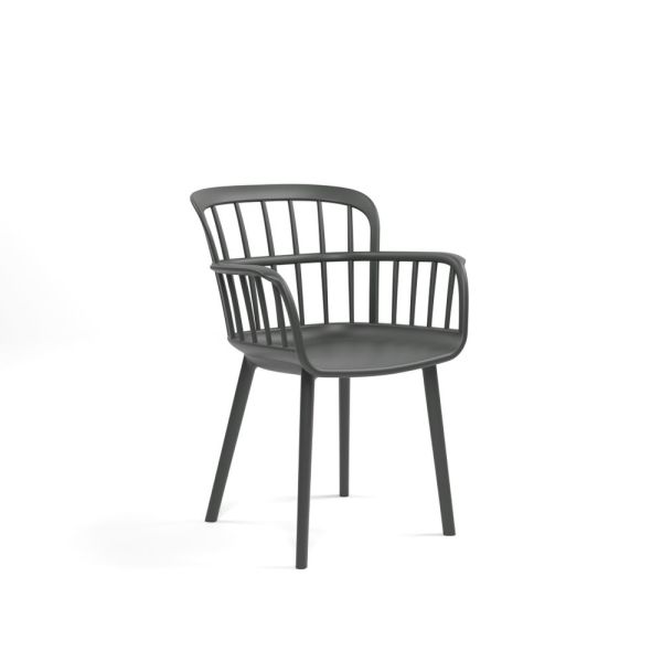 Antrasit Bahçe Masa Sandalye Takımı 4 Kişilik | 80x80 cm Sabit Masa | Dış Mekan Cafe, Balkon, Teras, Otel, Restaurant İçin Dayanıklı Polipropilen Takım