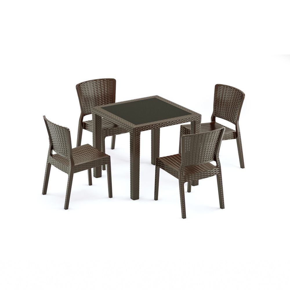 Wenge 4 Kişilik Bahçe Masa Sandalye Takımı 80x80
