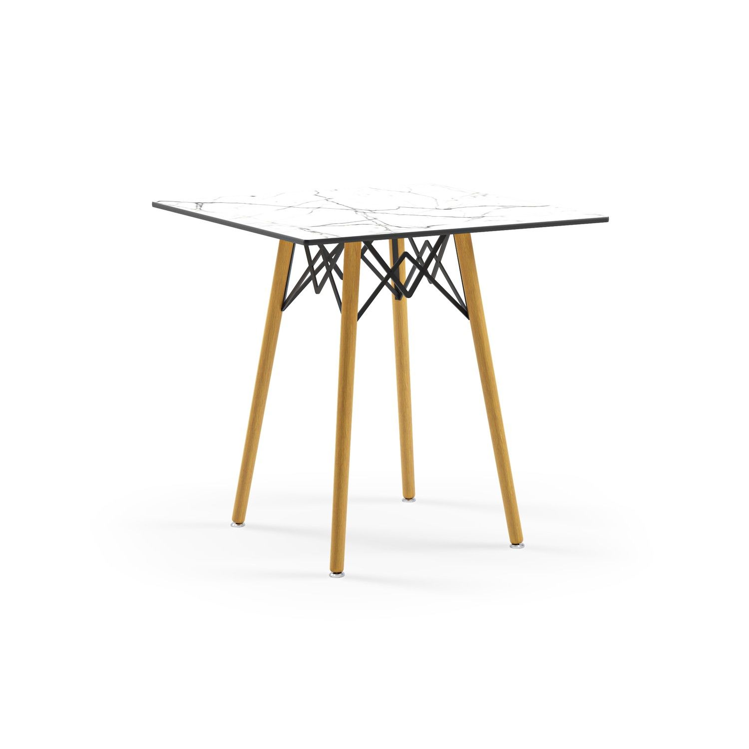 Beyaz Mermer Compact Masa 90x90 Kare Modern
