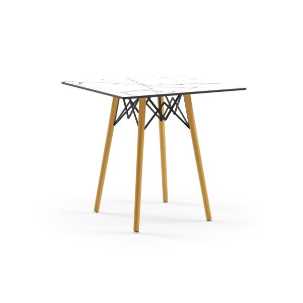 Beyaz Mermer Compact Masa 90x90 Kare Modern