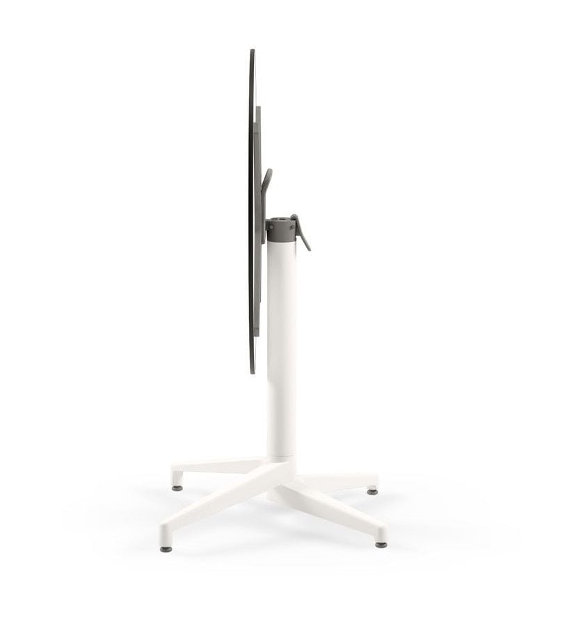 Compact Laminat Katlanır Otel Bahçe Masası 70 cm Yuvarlak Beyaz Ayaklı Siyah Mermer Desenli Paslanmaz Dış Mekan Masa - TSE Belgeli, Dayanıklı ve Pratik