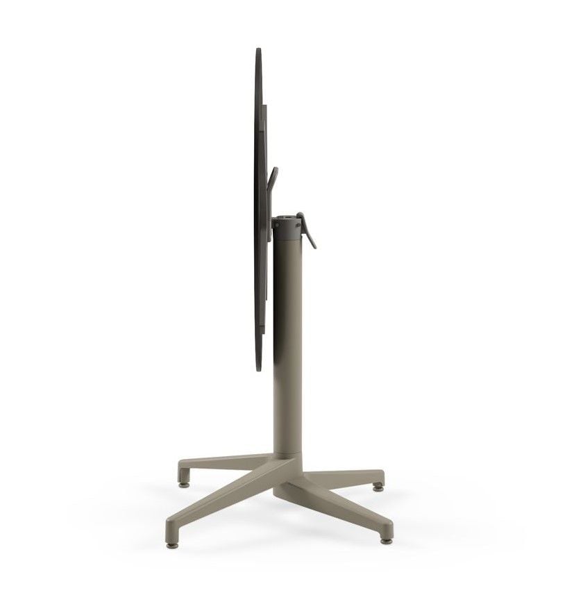 Compact Laminat Katlanır Masa - 70 cm Yuvarlak, Siyah Mermer Desenli, Vizon Ayaklı, Otel, Kafe, Restoran, Balkon ve Bahçe İçin Dayanıklı Masa