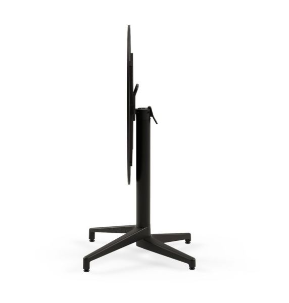 Compact Laminat Katlanır Restaurant ve Bahçe Masası – 70 cm Yuvarlak, Siyah Ayaklı, Siyah Mermer Desenli, Paslanmaz, İç ve Dış Mekan Kullanımına Uygun