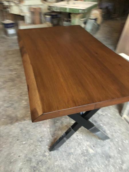 Kütük Masa Kayın Ağacı Ceviz Rengi 80x140 cm Çapraz Ayaklı