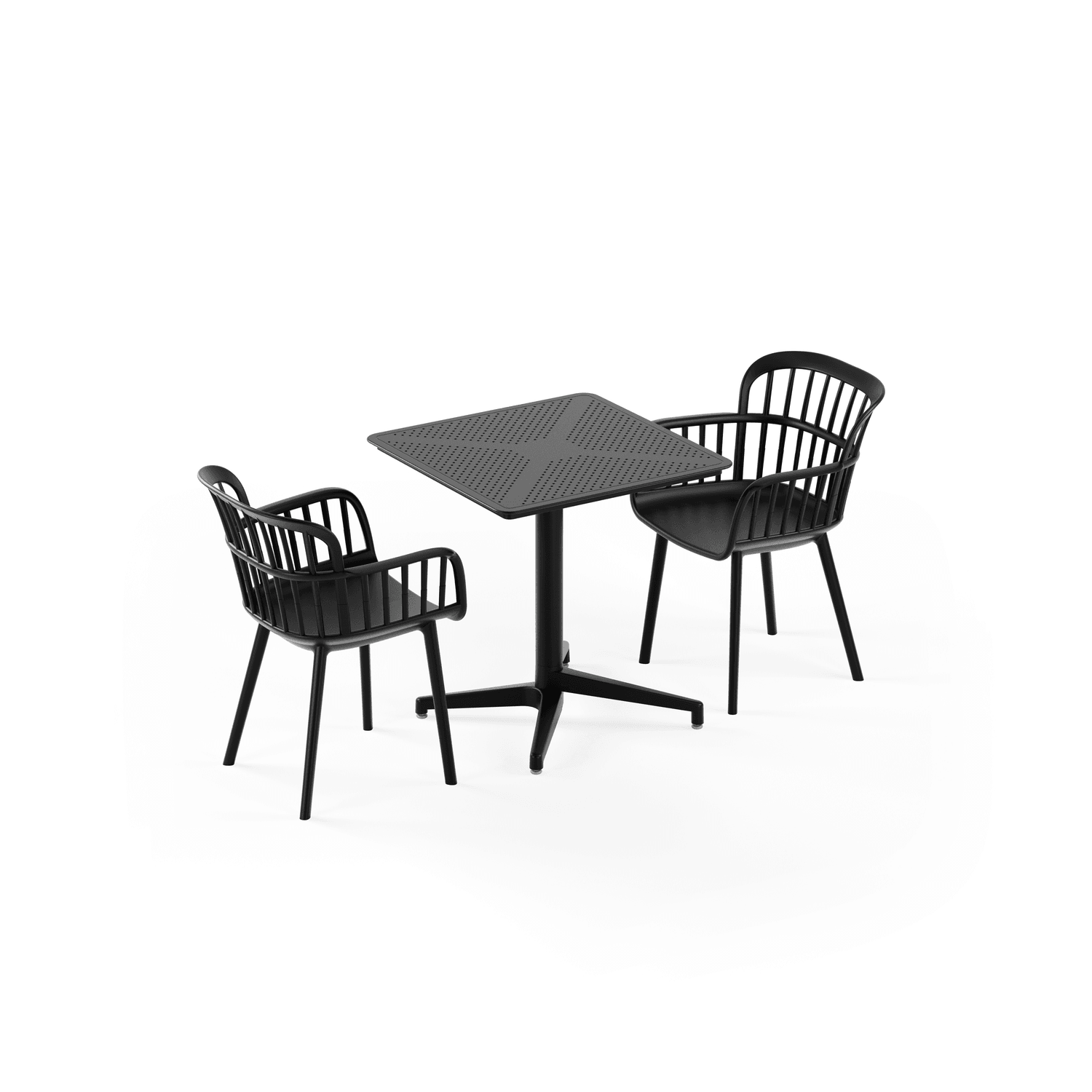 Siyah Cafe Bahçe Masa Sandalye Takımı 2 Kişilik 70x70 cm