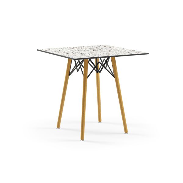 Terrazzo Mermer Compact Masa Modern Mutfak Masası 77x77 cm