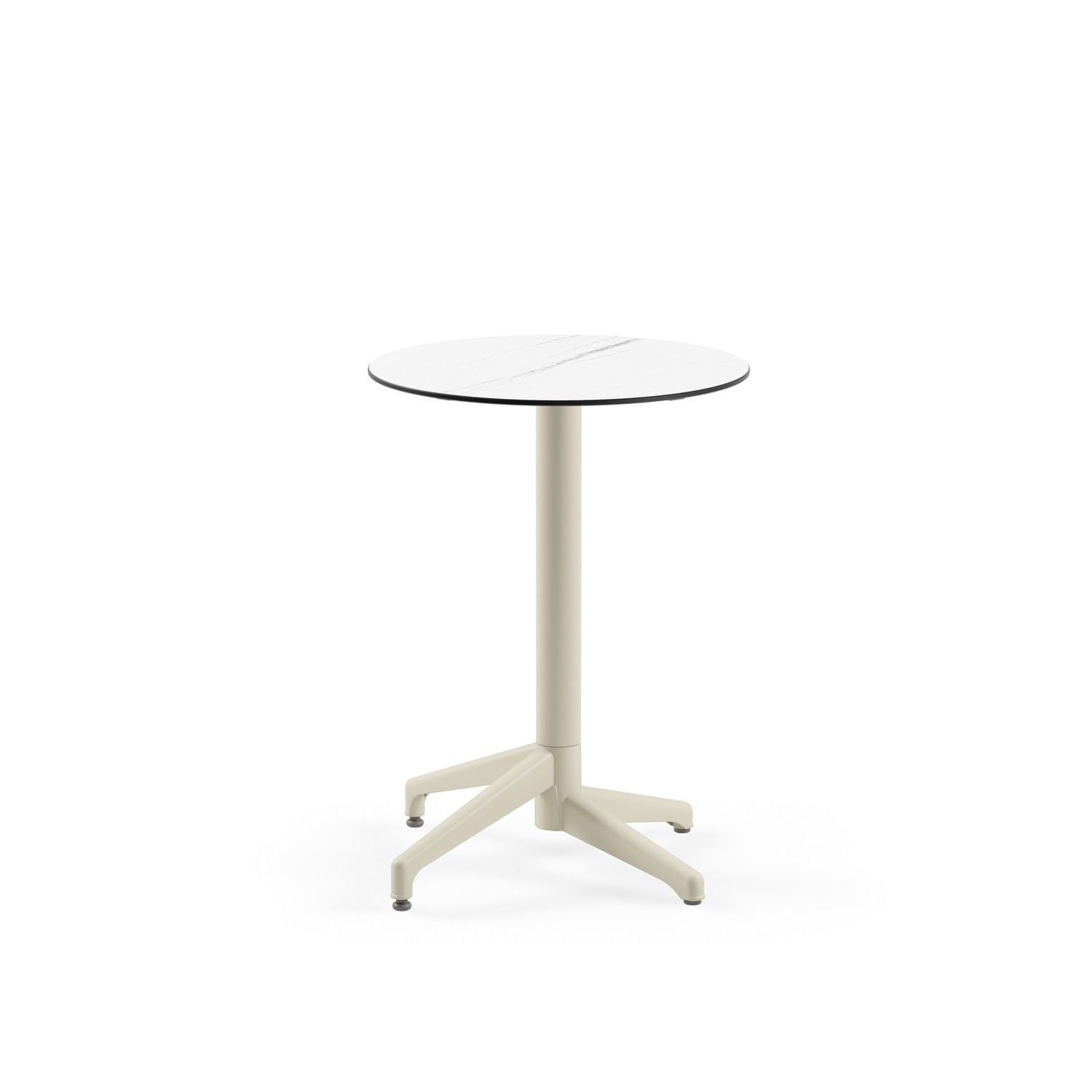 Beyaz Mermer Desenli Compact Yuvarlak Masa - 60 cm | Mutfak, Balkon, Bahçe, Kafe, Restoran Kullanımı İçin