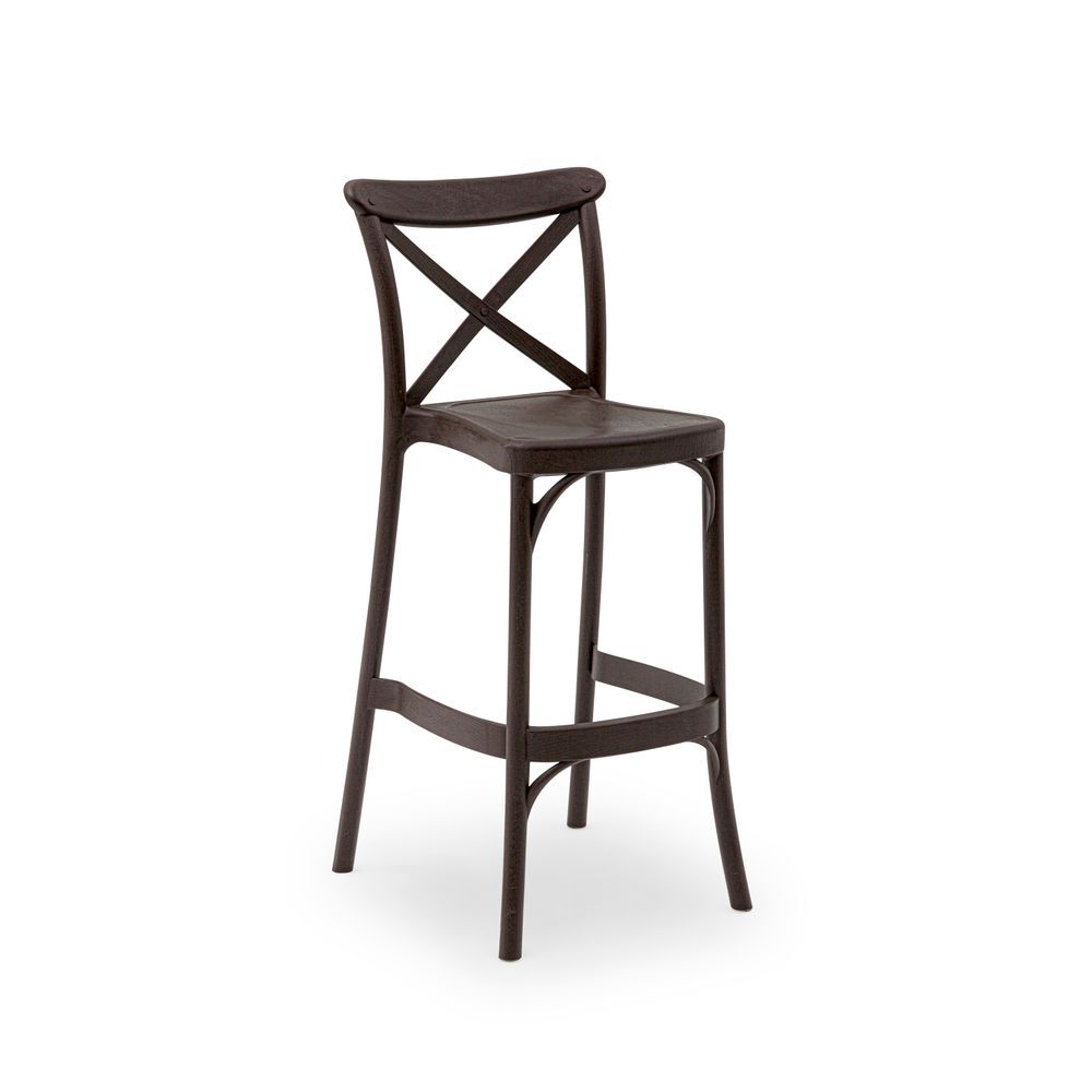 Wenge 75 cm Plastik İstiflenebilir Bar Sandalyesi Cafe Bahçe