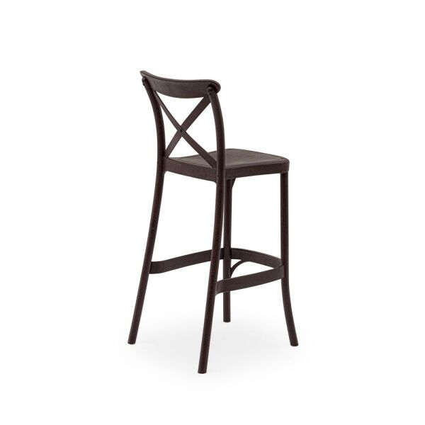 Wenge 75 cm Plastik İstiflenebilir Bar Sandalyesi Cafe Bahçe