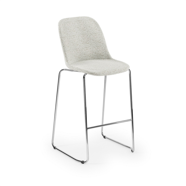 Krem Kumaş Metal Krom Ayaklı Bar Sandalyesi 75 cm