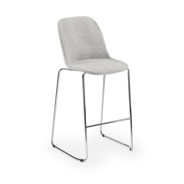 Kumaş Döşemeli Bar Sandalyesi 75 cm Krom Ayaklı