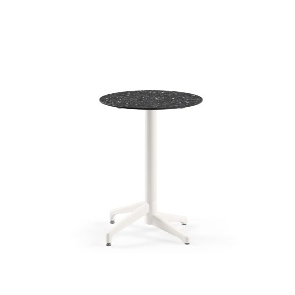Compact Terrazzo Yuvarlak Masa | Mermer Desenli, Paslanmaz, Dayanıklı Bahçe & Cafe Masası