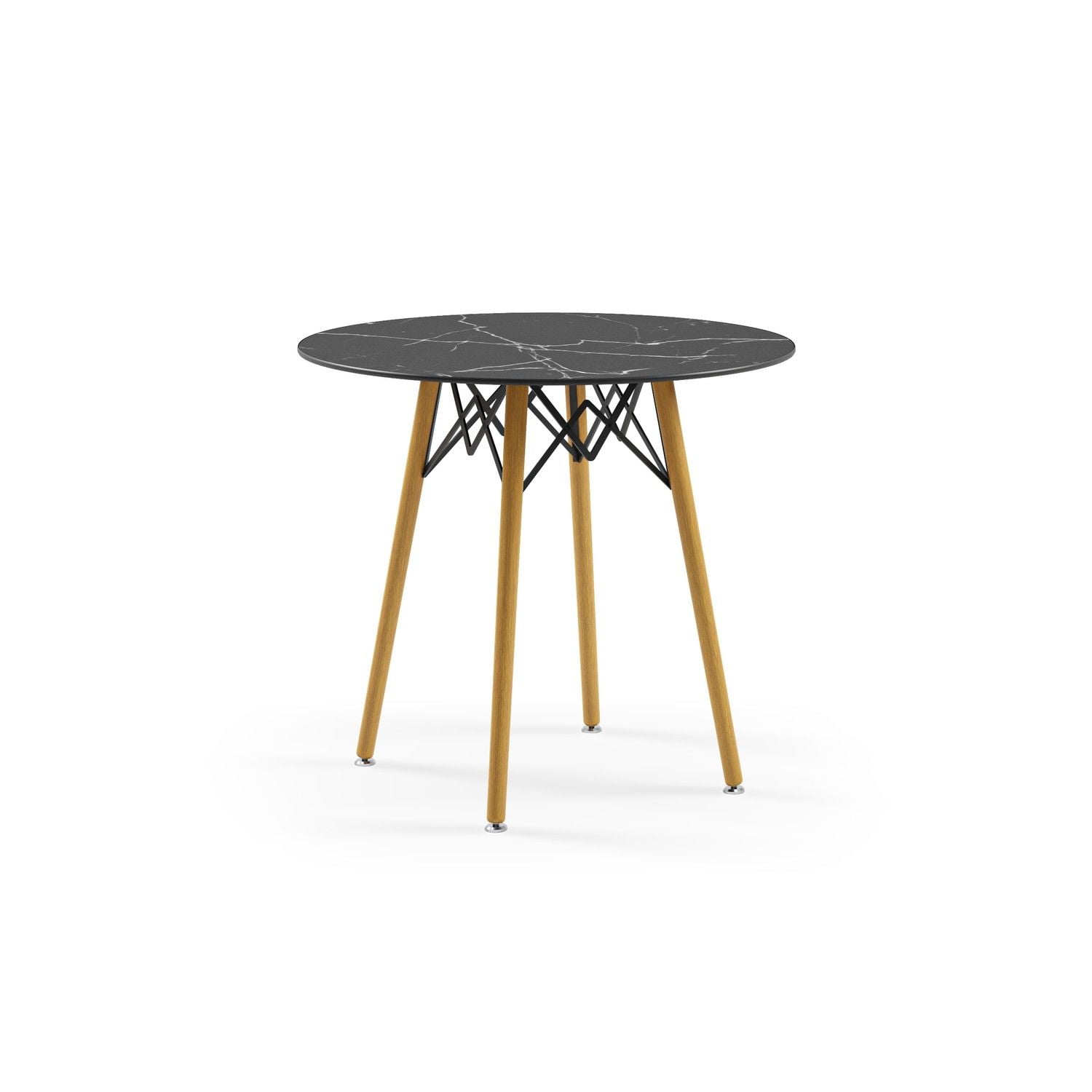 Yuvarlak Siyah Mermer Compact Modern Cafe Masası 77 cm