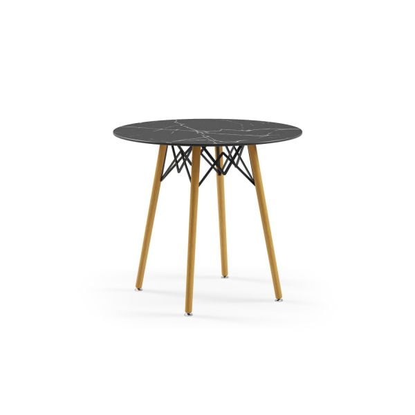 Yuvarlak Siyah Mermer Compact Modern Cafe Masası 77 cm