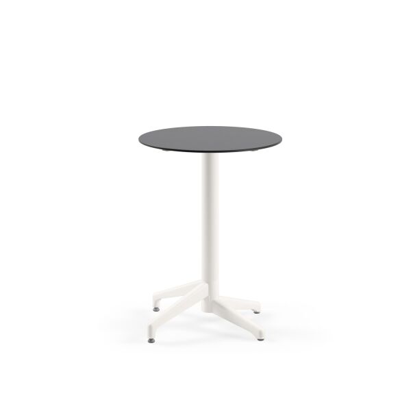 Beyaz Ayaklı Antrasit Compact Yuvarlak Bahçe Masası 60 cm