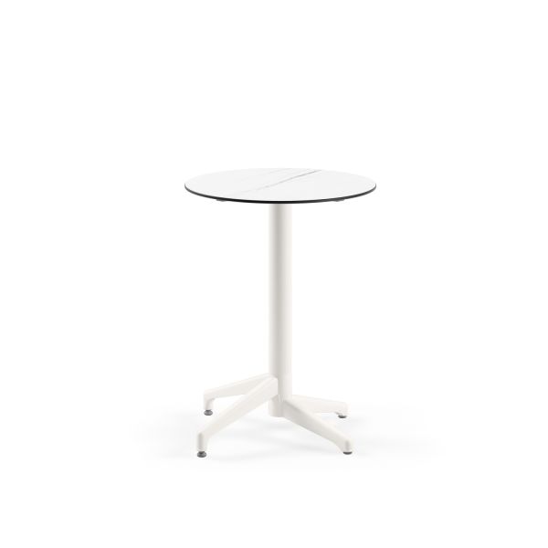 Beyaz Mermer Compact Paslanmaz Yuvarlak Teras Masası Ø60 cm
