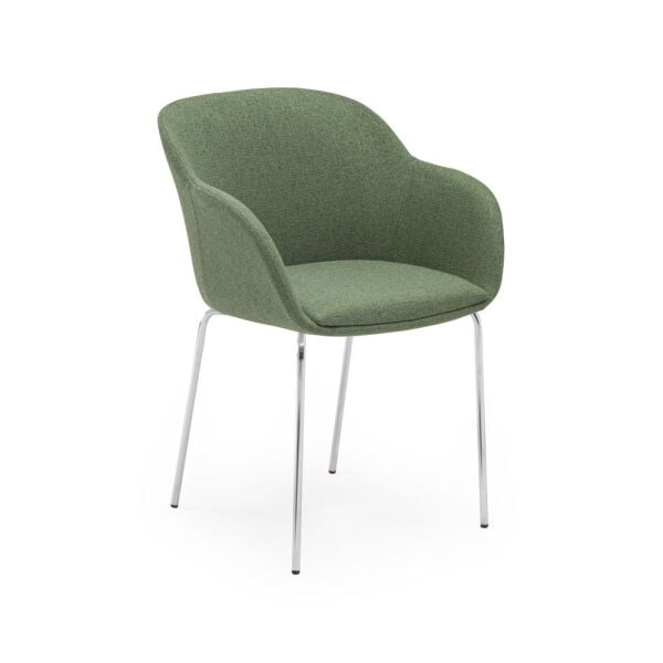 Yeşil Kumaş Metal Krom Ayaklı Modern Cafe Koltuğu