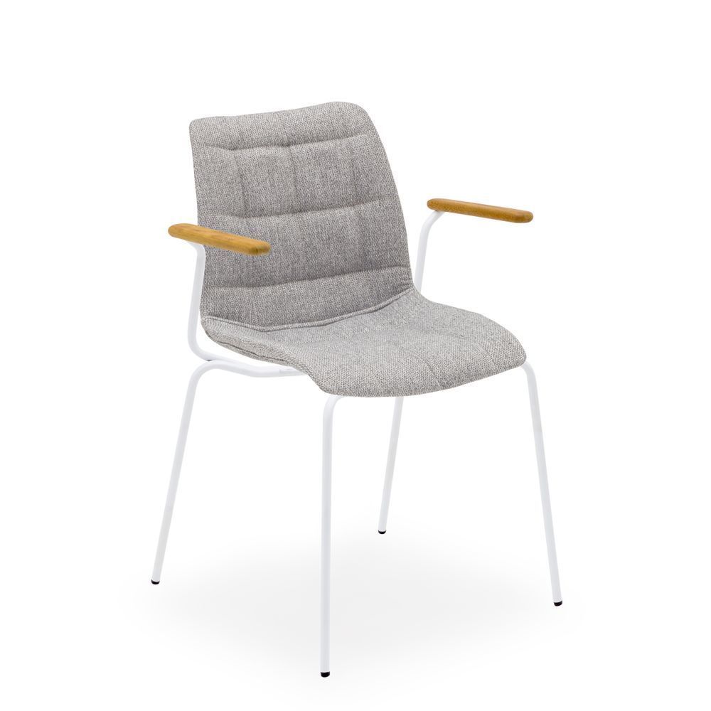 Beyaz Metal Açık Gri Kollu Otel Sandalyesi