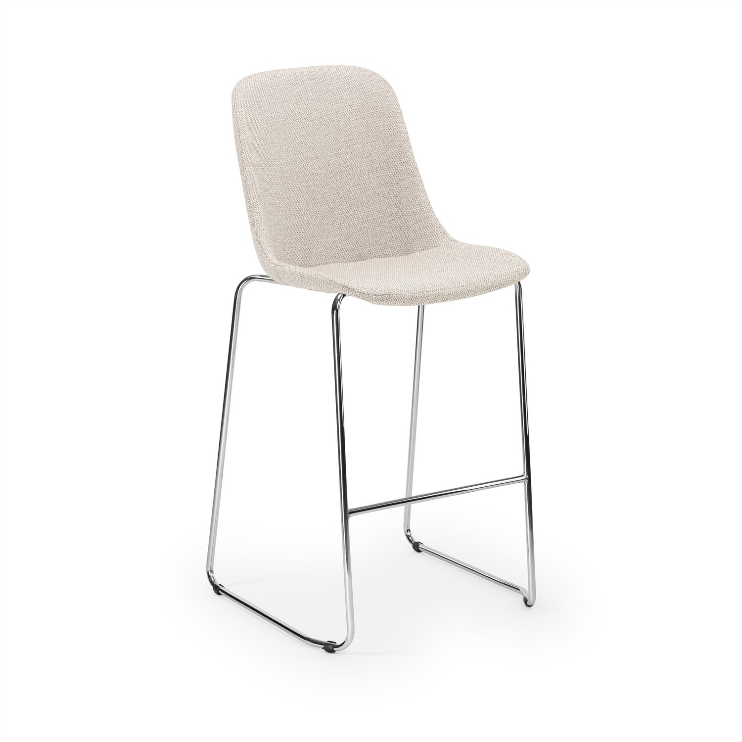 Krem Kumaş Döşemeli Bar Sandalyesi 75 cm Metal Krom Ayaklı