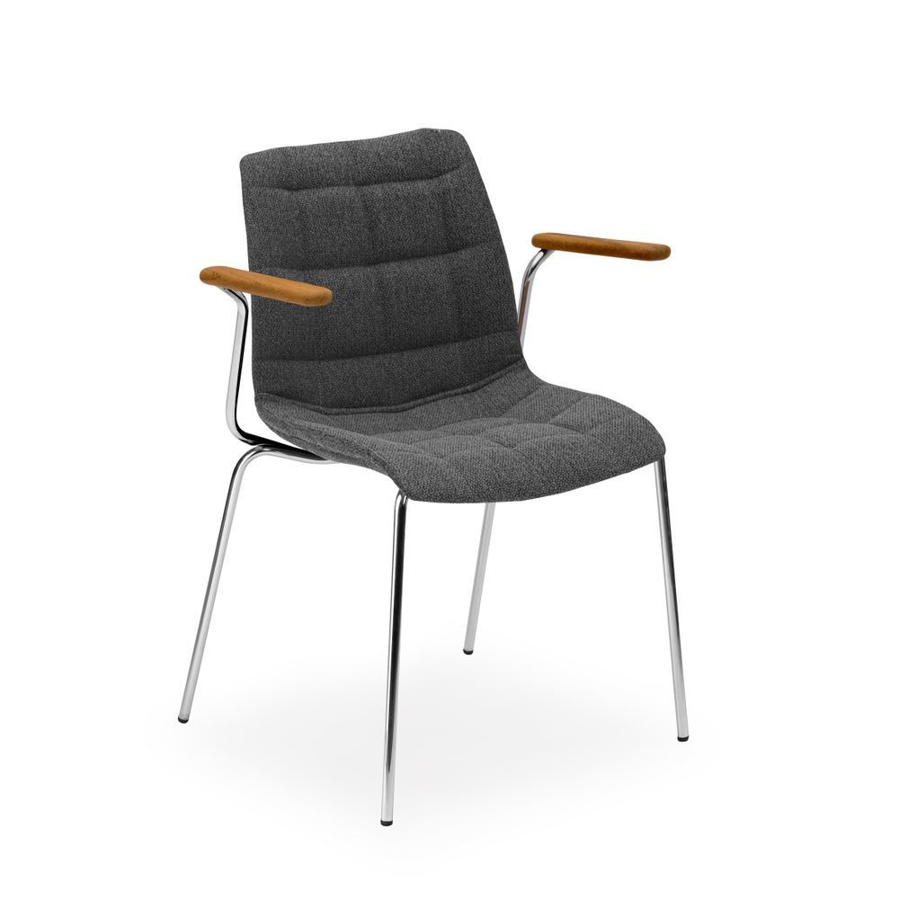 Modern ve Zarif Metal Kollu Antrasit Gri Kumaş Mutfak Sandalyesi