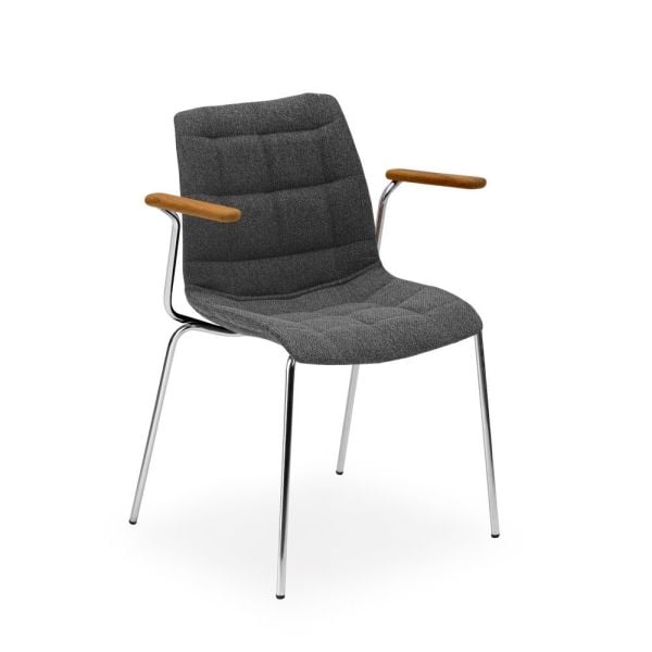 Modern ve Zarif Metal Kollu Antrasit Gri Kumaş Mutfak Sandalyesi