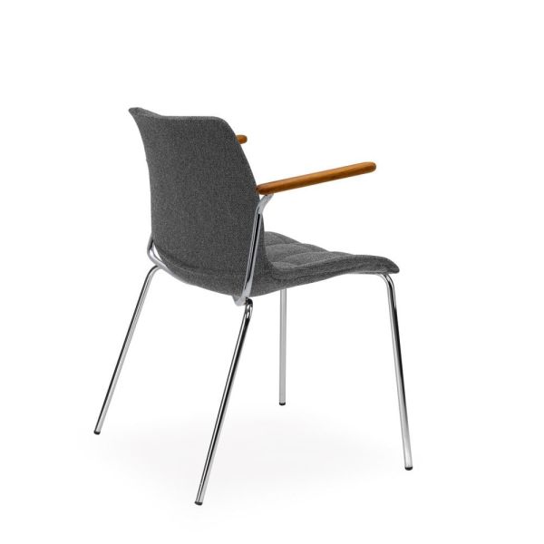 Modern ve Zarif Metal Kollu Antrasit Gri Kumaş Mutfak Sandalyesi