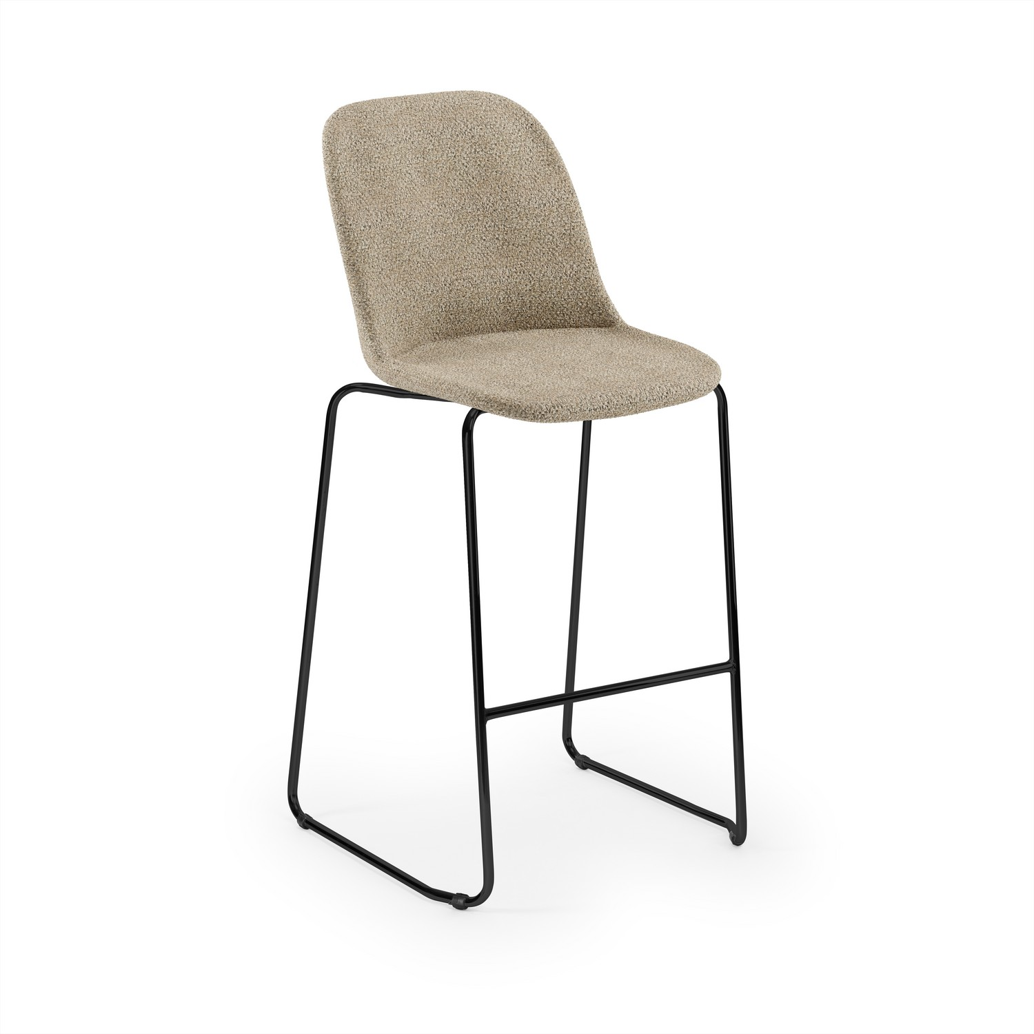 Vizon Kumaş Döşemeli Bar Sandalyesi 75 cm Metal Siyah Ayaklı