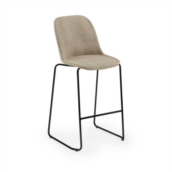 Vizon Kumaş Döşemeli Bar Sandalyesi 75 cm Metal Siyah Ayaklı