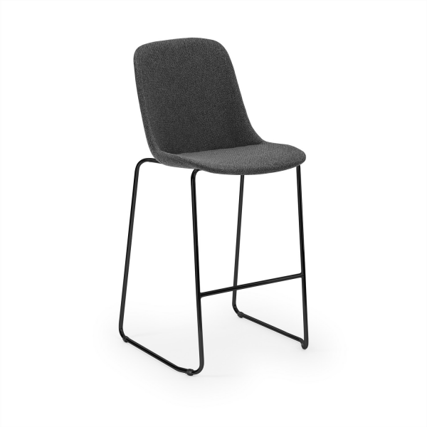 Antrasit Kumaş Bar Sandalyesi 75 cm Metal Siyah Ayaklı