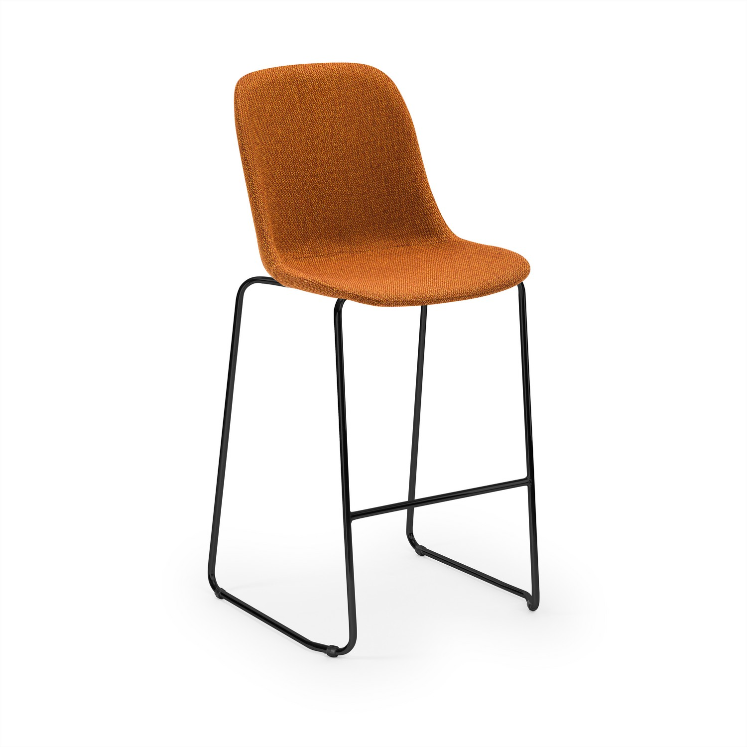 Turuncu Kumaş Bar Sandalyesi 75 cm Metal Siyah Ayaklı