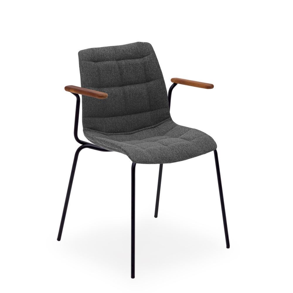 Mat Siyah Metal Antrasit Gri Kollu Sandalye