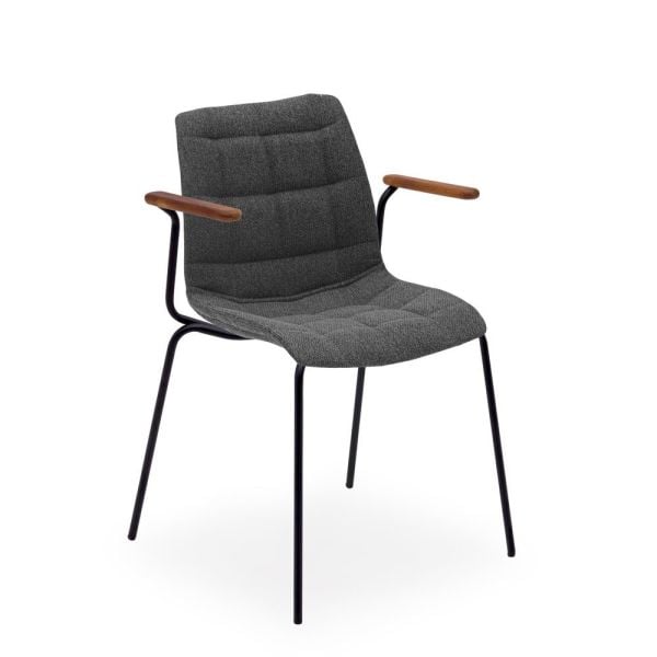 Mat Siyah Metal Antrasit Gri Kollu Sandalye