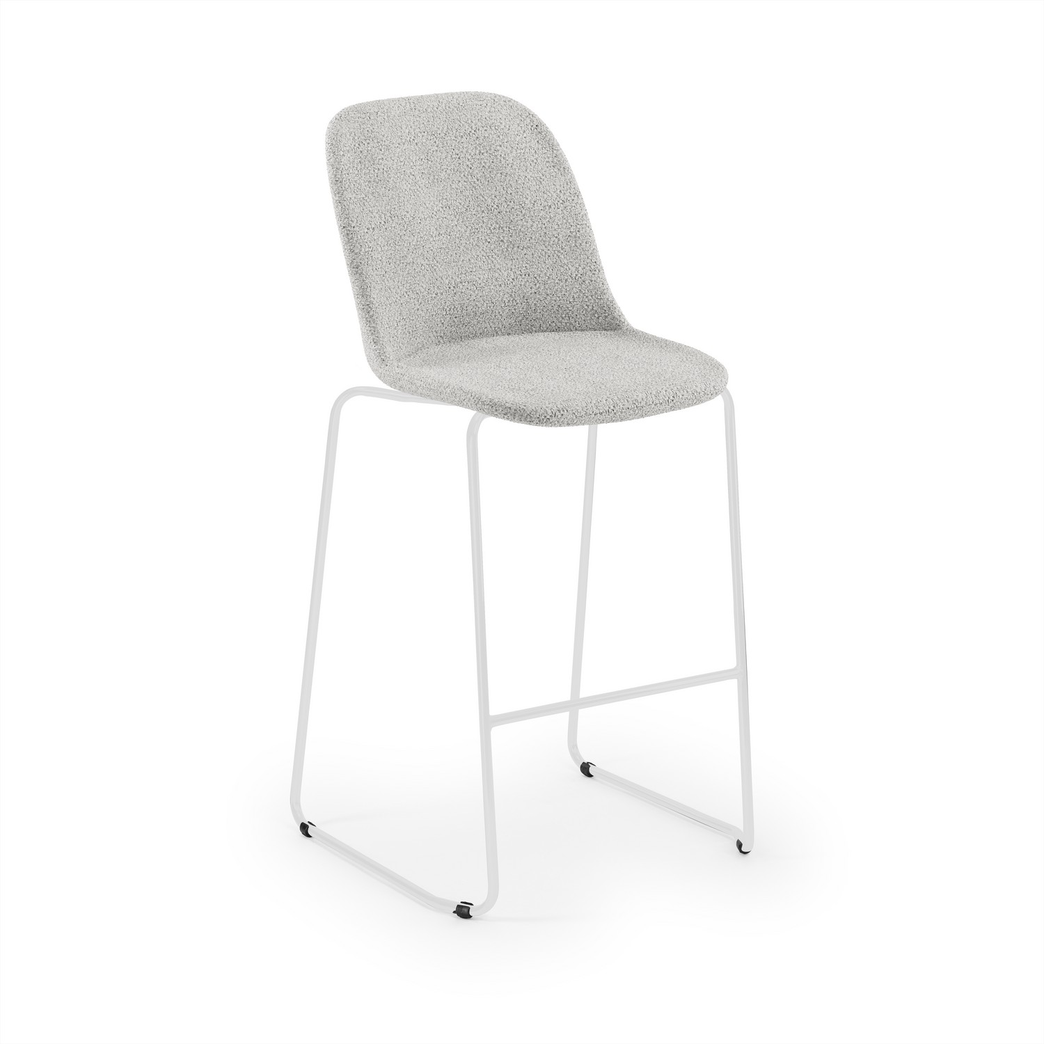 Kumaş Döşemeli Mutfak Bar Sandalyesi 75 cm Metal Beyaz Ayak