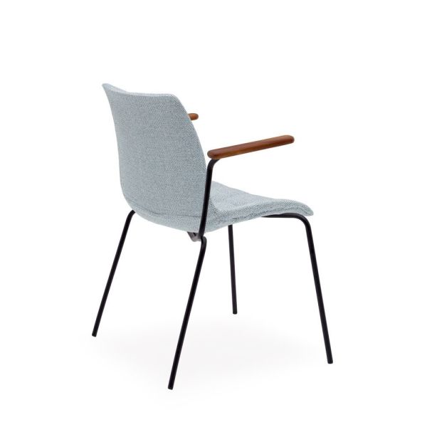 Mat Siyah Metal Kollu Açık Mavi Mutfak Sandalyesi