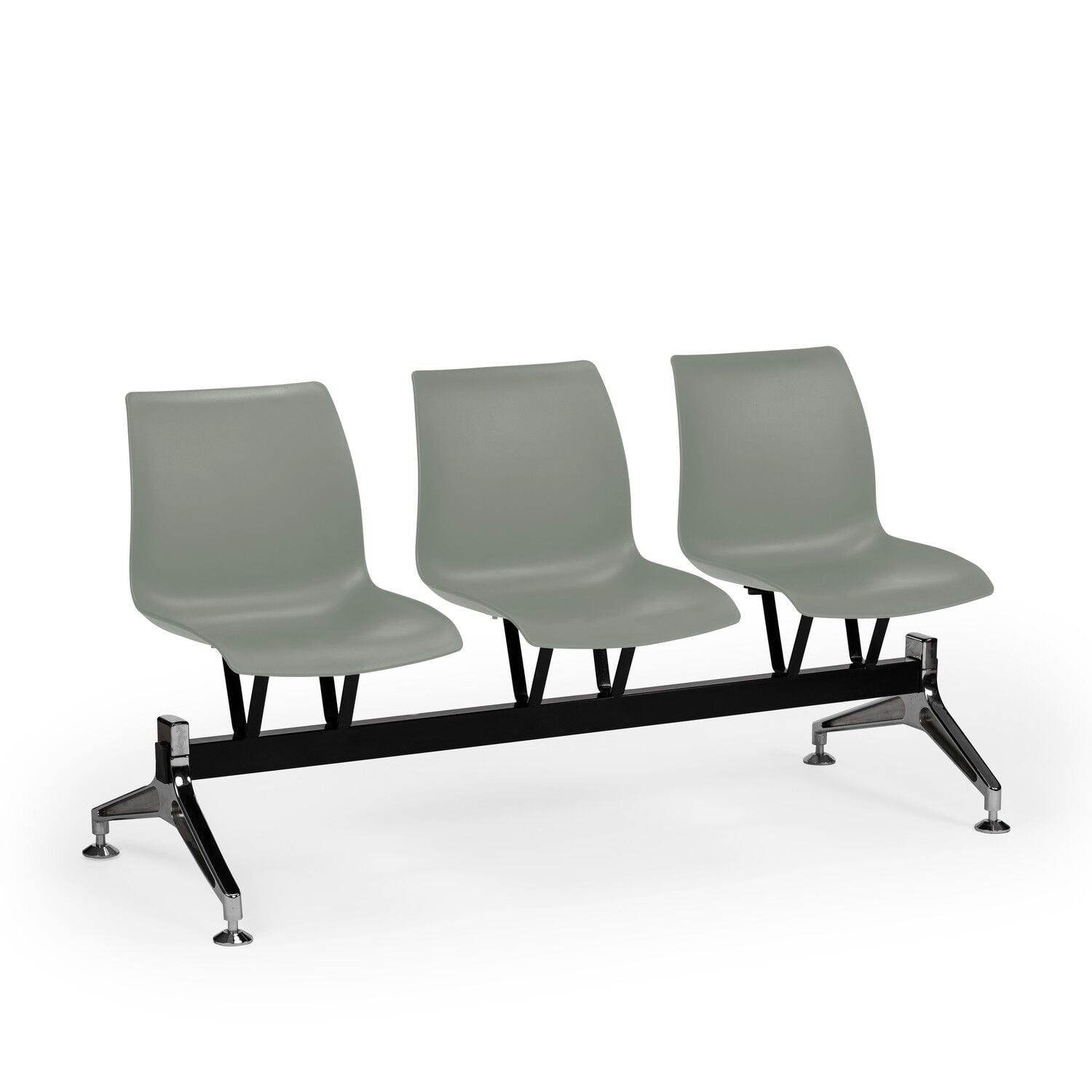 Çimento Gri 3 Kişilik Ofis Bekleme Sandalyesi Metal Ayaklı