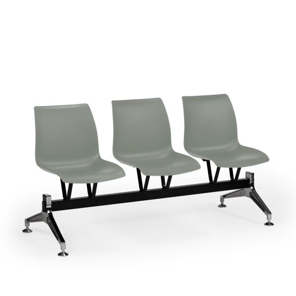 Çimento Gri 3 Kişilik Ofis Bekleme Sandalyesi Metal Ayaklı