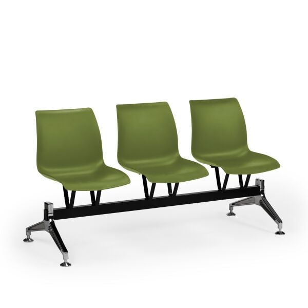 Haki Yeşil 3 Kişilik Ofis Bekleme Sandalyesi Metal Ayaklı
