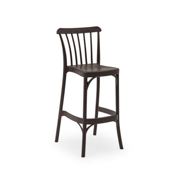 75 cm Wenge Bahçe Bar Sandalyesi Cafe Dış Mekan