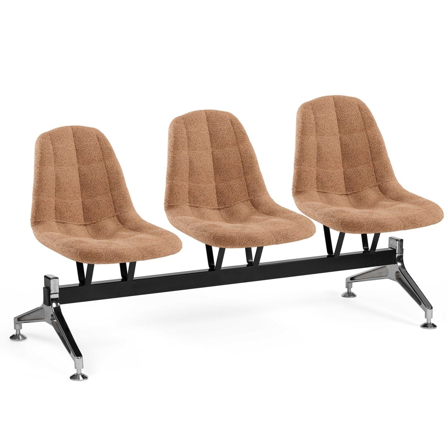 Camel Kumaş Döşemeli Üç Kişilik Ofis Bekleme Sandalyesi