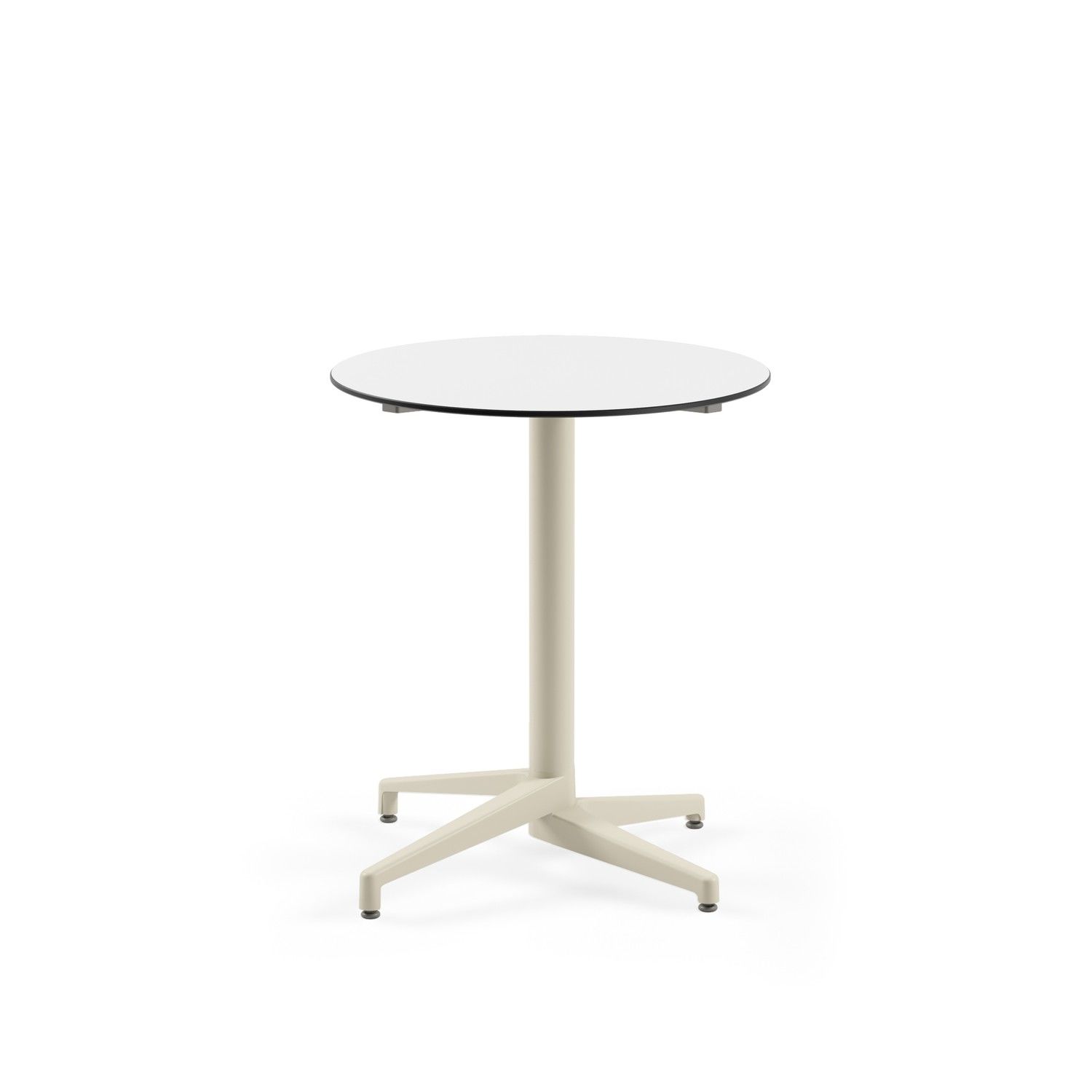 Compact Yuvarlak Masa - Beyaz Laminat, 70 cm, Paslanmaz, Dayanıklı Otel Cafe Bahçe ve Mutfak Masası