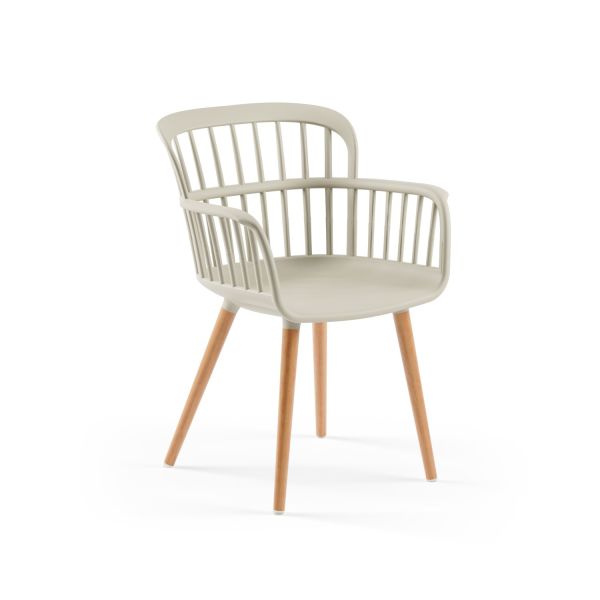 Bej Renk Ahşap Ayaklı Mutfak Sandalyesi | Şık ve Dayanıklı İç Mekan Sandalye Modeli